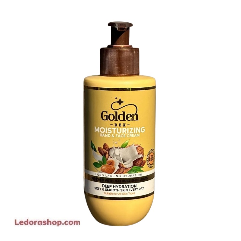 کرم مرطوب کننده و آبرسان پمپی دست و صورت گلدن رکس مدل Argan & Coconut حجم 250 میلیلیتر
