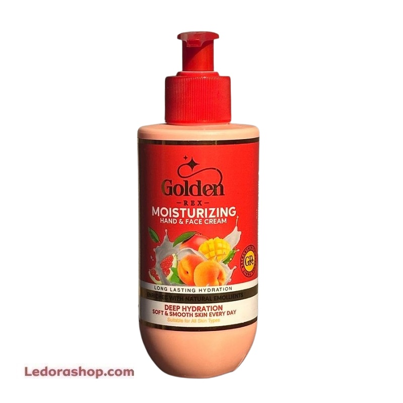 کرم مرطوب کننده و آبرسان پمپی دست و صورت گلدن رکس مدل Tropical (انبه و هلو) حجم 250 میلیلیتر